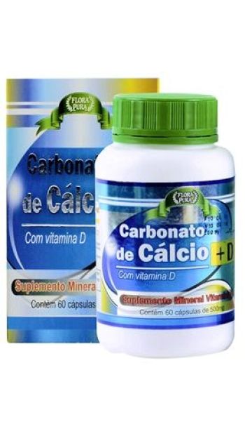 CARBONATO DE CÁLCIO 60 CAPSULA COM 500mg FLORA PURA